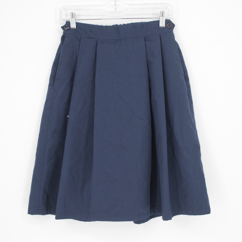 Intuition Vintage Women Blue Pleated Union Made A-Line Skirt‎ Size 4